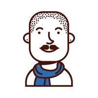 Hombre joven con personaje de avatar de bigote vector