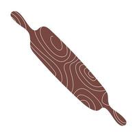 kitchen wooden roll utensil hand draw style vector