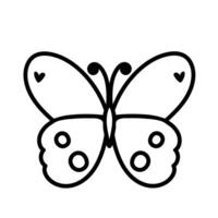 hermoso icono de estilo de línea de insecto mariposa vector