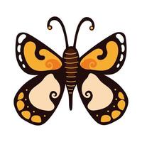 hermoso icono de estilo plano de insecto naranja mariposa vector