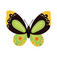 hermoso icono de estilo plano de insecto verde mariposa vector