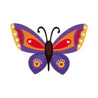 hermoso icono de estilo plano de insecto púrpura mariposa vector