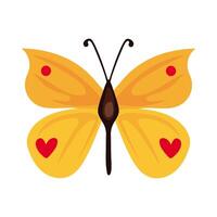 beautiful butterfly yellow insect flat style icon vector