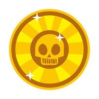 coin token with skull hand draw style vector