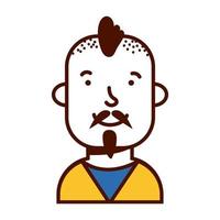 Hombre joven con cresta con personaje de avatar de bigote vector