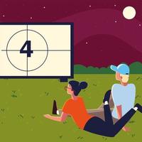 open air movie vector