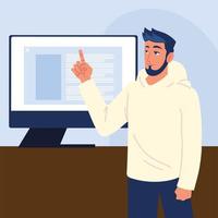 man with computer vector