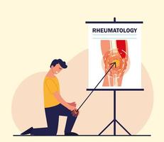 hombre con dolor de rodilla vector