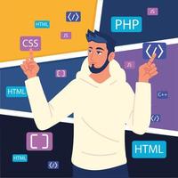programmer with codes vector