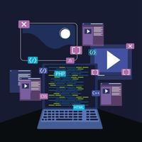 laptop and web development vector