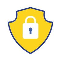 shield with padlock flat style vector