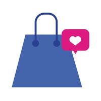 shopping bag paper with heart in speech bubble flat style vector