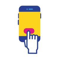 smartphone with hand cursor flat style icon vector