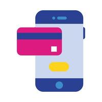 credit card in smartphone flat style icon vector