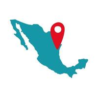 mapa mexicano con ubicación de pin icono de estilo de dibujo a mano vector