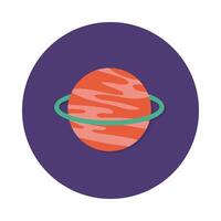 bloque de planeta saturno y estilo plano vector