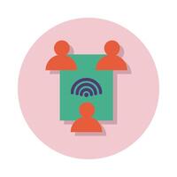 teamwork avatars with wifi block and flat style vector