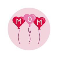 mother day hearts balloons helium block and flat style icon vector