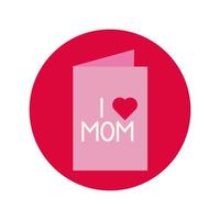 bloque de tarjeta del día de la madre e icono de estilo plano vector