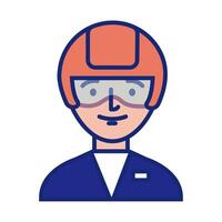 delivery service worker with helmet line and fill style icon vector