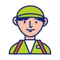 delivery service worker line and fill style icon vector