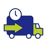 truck with time and arrow delivery service line and fill style icon vector