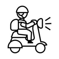 courier in motorcycle vehicle with box delivery line style vector