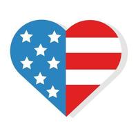 heart with usa flag flat detailed style vector