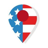 pin location with usa flag flat detailed style vector