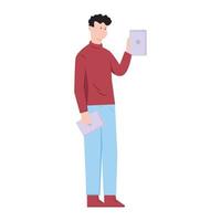 man holds paperwork vector