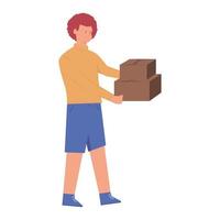 man carrying boxes vector