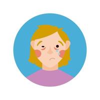 sick woman character block and flat style vector