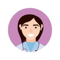 female doctor with stethoscope character block and flat style vector