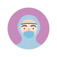 doctor with biosafety suit character block and flat style icon vector