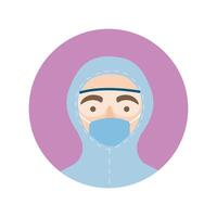 doctor with biosafety suit character block and flat style icon vector