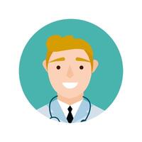 doctor with stethoscope character block and flat style vector