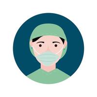 surgeon with face mask character block and flat style icon vector