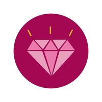 diamond luxury stone block and flat style icons vector