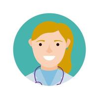 female doctor with stethoscope character block and flat style vector