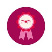 mother day medal block and flat style icon vector