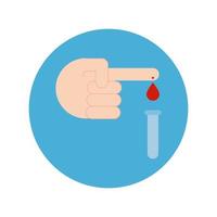 hand with drop of blood block and flat style vector