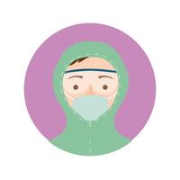 doctor with biosafety suit character block and flat style icon vector