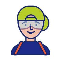 delivery service worker line and fill style icon vector