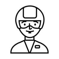 delivery service worker with helmet line style icon vector