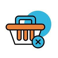 icono de estilo de relleno y línea de comercio de cesta de compras vector