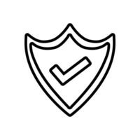 shield security with check symbol line style icon vector