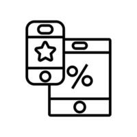 smartphone with percent symbol line style icon vector