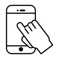 smartphone with cursor mouse line style icon vector