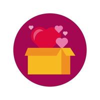 feliz día de san valentín corazones en bloque de caja y estilo plano vector