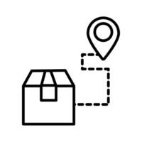 box carton delivery with pin location line style icon vector